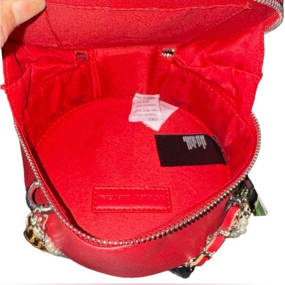 Badgley Mischka NWT Red Quilted Mini Round Bag with Pearls! Fabulous!! - Picture 2 of 6
